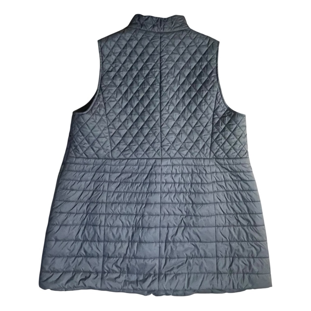 Talbots Long Puffer Vest Jacket 2XL Primaloft Black Pockets Lined Slimming - Picture 4 of 16